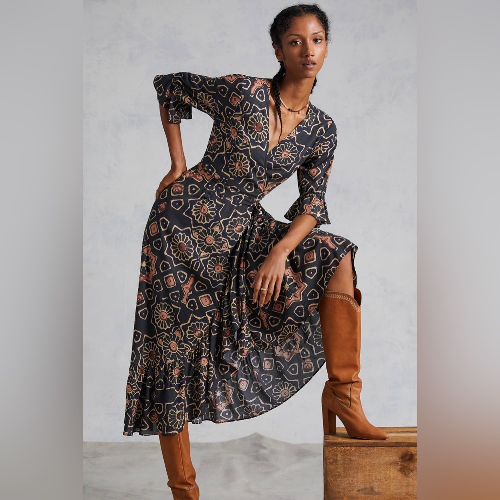 EUC $190 Anthropologie Let Me Be Wrap Dress Size Small